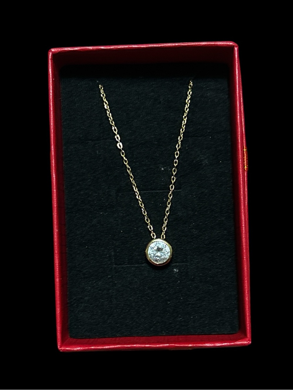 925 Sterling Silver Delicate Gold Pendant Necklace with Clear Stone
